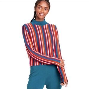 Victor Glemaud x Target Longsleeve Mock Neck Striped Top Sz. M